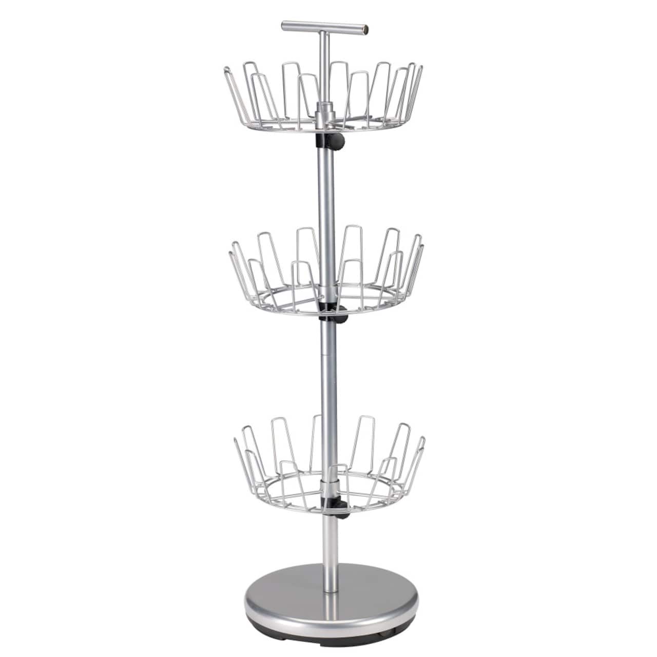 Household Essentials 38" Silver 3-Tier Revolving Shoe Tree